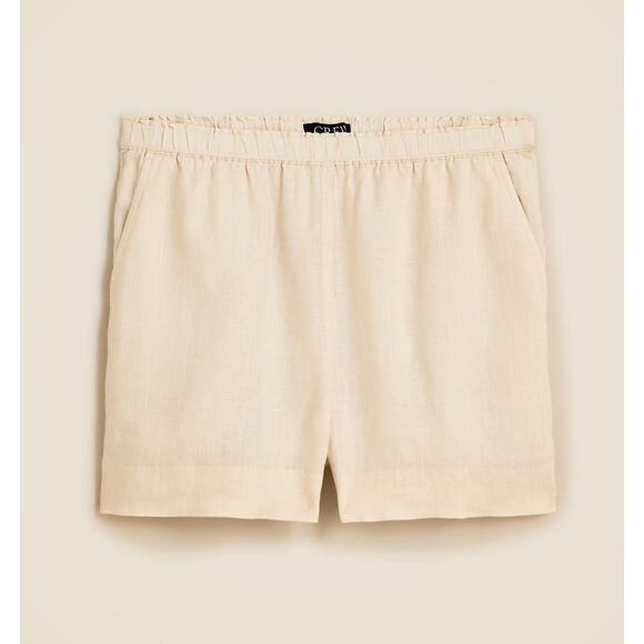 J.Crew 3" Stratus Short Linen Natural Beige Relaxed Pull On Casual Medium NWT - Picture 1 of 10